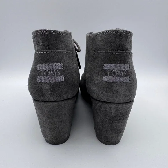 TOMS Womens Desert Wedge Shoes Size 8 Castlerock Gray Suede Ankle Booties - Picture 7 of 12